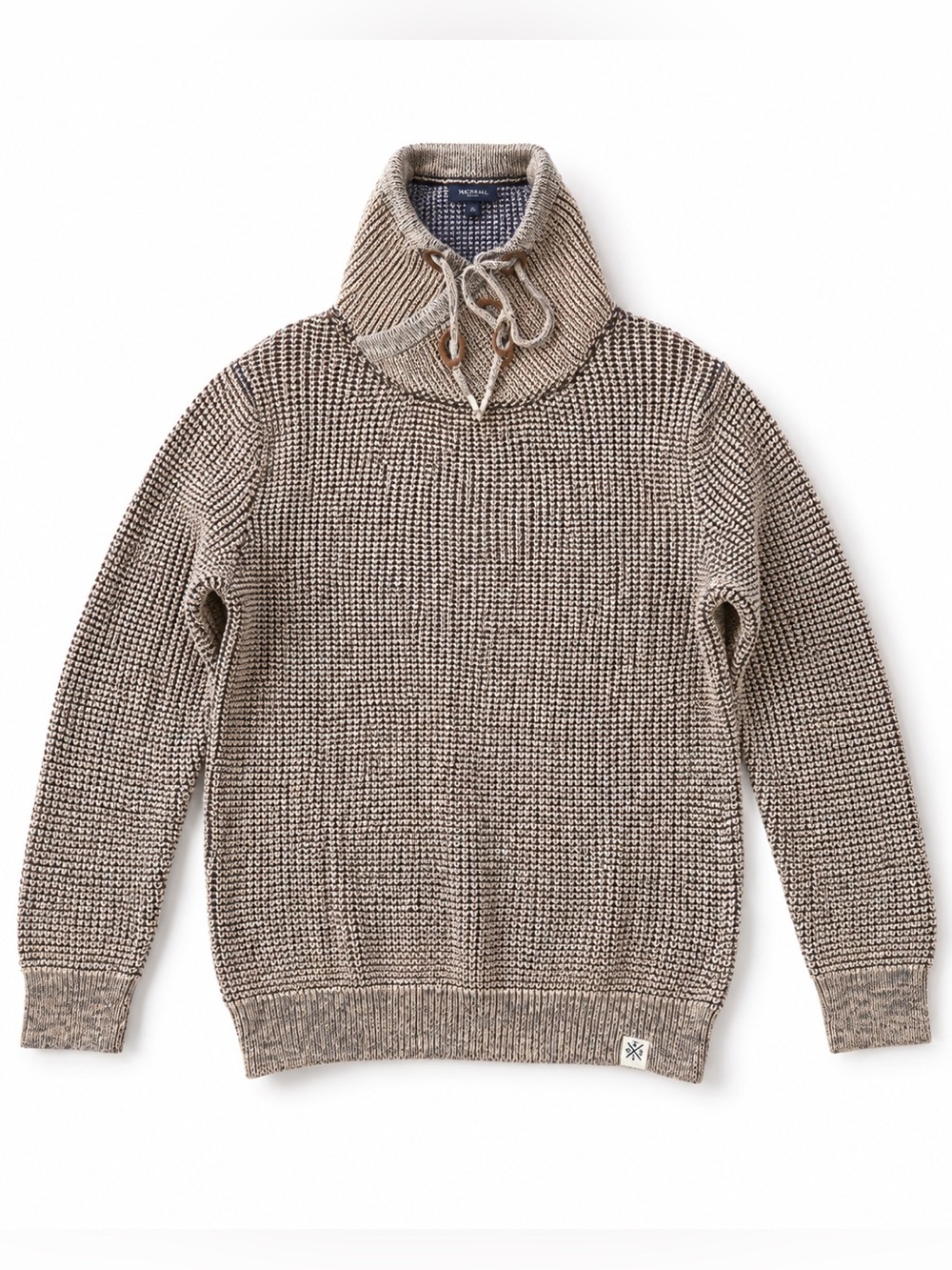 McNeal XL Chunky Waffle Knit Hooded Sweater 100% Cotton Brown Pullover
